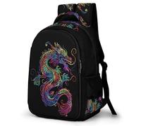 WECECE Mochila de Motivo de Dragón Niña 10 Años Mochila Primaria Estilo Chino Escolares Primaria Backpack para Estudiantes Moderna Ligera Duradera Actividades Escolares Viaje