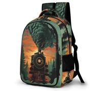 WECECE Mochila de Motivo de Ferrocarril Tren Niños 9 Años Mochila Tema Dibujo Animado Niñas Primaria Daypack Ligera Duradera Grande Vuelta al Cole Actividades Escolares Aventura Viaje