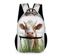 WECECE Mochila de Motivo de Vaca Niños Niñas 1-3 Curso Bolsa Escolar Motivo Animal Ganado 7-11 Años School Bag Correas Ajustables Cuadernos Botella Paraguas Paseo Viaje Colegio