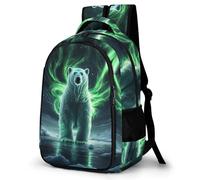 WECECE Mochila de Oso Polar Aurora Diseño Niña 11-15 Años Mochila Secundaria Animal Estampado Chicos Estudiantes School Bag Cómoda Ligera Impermeable Excursión Regalo Cumpleaños