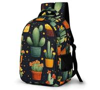 WECECE Mochila de Patrón de Cactus Chico 14 Años Mochila Escolar Motivo Plantas Cactus Chica Estudiantes School Bag, Resistente Cómoda Duradera Instituto Actividades Escolares