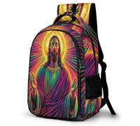 WECECE Mochila de Patrón de Jesús Cristiano Estudiantes 14 Años Mochila Secundaria Diseño Jesús Chico Instituto Bookbag Moderna Resistente Grande Viaje Uso Diario Regalo Diario