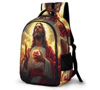 WECECE Mochila de Patrón de Jesús Cristiano Niños 9 Años Mochila Diseño Jesús Niñas Primaria Daypack Ligera Duradera Grande Vuelta al Cole Actividades Escolares Aventura Viaje