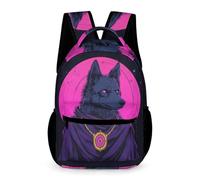 WECECE Mochila de Patrón de Lobo 4 Curso Niños y Niñas Mochila Colegio Motivo Animal Lobo 7-11 Años Backpack Correas Ajustables Bolsillo Frontal Bolsillos Laterales Regalo Escolar