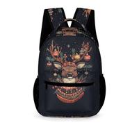 WECECE Mochila de Patrón de Navidad Ciervo Niños Niñas Curso 2-5 Mochila Primaria Reno 2-5 Curso 7-13 Años Bookbag Bolsillo Frontal Práctico Cosas de Colegio Botella Paseo Viaje Colegio