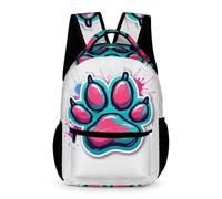 WECECE Mochila de Patrón de Oso Huella 4-6 Curso Niño Bolsa Colegio Bonito Animal Niña 10 Años Bolsa de Escuela Bolsillo Frontal Práctico Libros Cuadernos Botella Regalo Cumpleaños
