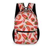 WECECE Mochila de Patrón de Rojo Chilli para Niños Niñas 8 Años Mochila Tema de Vegetal 3-5 Curso Daypack Resistente Uso Diario Libros Objetos Pequeños Colegio Viaje Uso Diario