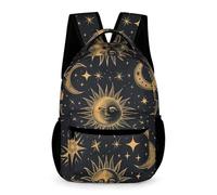 WECECE Mochila de Sol Luna Estrellas Chico Chica 8 Años Bolsa Escolar Bohemio Curso 3 Estudiantes School Bag para Libros 43x32x15 cm Regalo Colegio Libros y Cuadernos