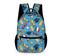WECECE Mochila de Tema de Graduación Niños 7-13 Años Bolsa Colegio Italia Bandera Niñas 2-5 Curso Mochila Estudiantes Resistente Uso Diario Libros Botella Paraguas Regalo Cumpleaños