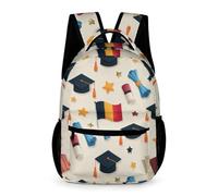 WECECE Mochila de Tema de Graduación para Niños Niñas Curso 2-5 Mochila Bélgica Bandera 3-5 Curso 11 Años Bolsa Escolar Resistente Uso Diario Libros Objetos Pequeños Vuelta al Cole