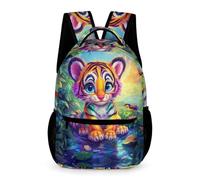 WECECE Mochila de Tigre Niños y Niñas Colegio Primaria Mochila Motivo Animal Tigre 4 Curso 8-11 Años Bolsa de Escuela Ligera Resistente Bolsillo Frontal Bolsillos Laterales Regalo Escolar