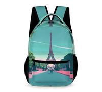 WECECE Mochila de Torre Eiffel Motivo Niños 13 Años Bolsa Escolar Torre Eiffel 2º ESO Niñas School Bag Ligera Resistente 43x32x15 cm Salida Libros y Cuadernos