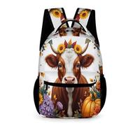 WECECE Mochila de Vaca Highland Estudiantes Chicos Chicas 8 Años Mochila Motivo Animal Toro 4-6 Curso Curso 1-4 Backpack Libros Cuadernos Cosas de Colegio Botella Paseo Viaje Colegio