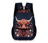 WECECE Mochila de Vaca Highland Preescolar Primaria 6 Años Bolsa Colegio Diseño de Vaca 1-3 Curso Niña School Bag Niño Correas Ajustables Libros Objetos Pequeños Colegio Viaje Uso Diario