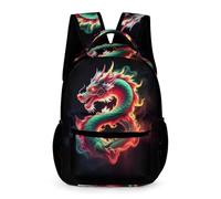 WECECE Mochila de Verde Dragón Niños 8-12 Años Mochila Colegio Estilo Chino 2-5 Curso Niñas Colegio Primaria Backpack Ligera con Bolsillos Laterales Libros Objetos Pequeños Regalo Escolar