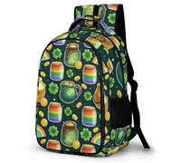 WECECE Mochila Día de San Patricio Escolar Niña Adolescente, Mochilas Hojas de Trébol Infantil Informal Gran Capacidad, Bonita Mochila De Viaje para Niños De 8 10 12 14 Años