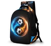 WECECE Mochila Diseño de Fútbol y Tai Chi Escolar Niño Adolescente, Mochila Colegio Niña para Juveniles Chico 8 A 18 Años con Fútbol, Mochilas para Portátil