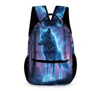 WECECE Mochila Diseño de Lobos Chicos 2-4 Curso Mochila Colegio Motivo Animal Lobo Chicas 12 Años Bolsa Escolar Ligera Resistente Cuadernos Botella Paraguas Excursión Viaje Diario