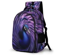 WECECE Mochila Diseño de Pavo Real Chicos 10-15 Años Mochila Escolar Patrón de Animal Escolares Estudiantes Bookbag Resistente Impermeable Ligera Senderismo Viaje Regalo Diario