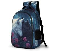WECECE Mochila Diseño de Wolf 1º-3º Curso Niña Mochila Escolar Estampado de Animal Lobos 9-13 Años Niño Mochila Colegio Ajustable, School Backpack Colegio Viaje y Uso Diario