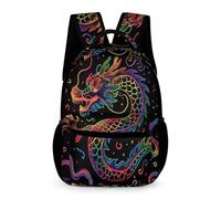 WECECE Mochila Dragón Diseño Niños 8 Años Mochila Escolar Chino Estilo Curso 3 Niñas Bolsa de Colegio Ligera Resistente 43x32x15 cm para Excursión Libros y Cuadernos