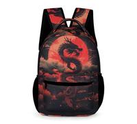 WECECE Mochila Dragón Niña Niño 7-11 Años Bolsa Escolar Dragón Chino Estilo Curso 2-6 Escolares Mochila de Colegio Formato Grande 43x32x15 cm para Actividades Diarias