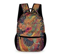WECECE Mochila Dragón Niños 8 Años Mochila Escolar Dragón Chino Estilo Curso 3 Niñas Bolsa de Colegio Ligera Resistente 43x32x15 cm para Excursión Libros y Cuadernos
