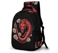 WECECE Mochila Dragón Rojo Motif Escolar Niño, Mochilas Escolares Primaria Transpirable y Cómoda para Infantiles De 7 a 12 Años, Mochila Colegio Moderna con Chinese Style