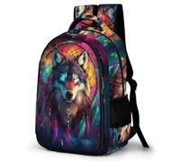 WECECE Mochila DreamGatocher Wolves Niño Chicos 1º-5º Grado, Mochilas Escolar para 6 a 12 Años Mochila con Lobo para Escuela y Outdoor