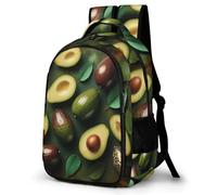 WECECE Mochila Escolar Aguacate Motif Niño Adolescente, Mochila Frutas Colegio Grand Capacidad para Niña Juveniles Chico 8 a 14 Años