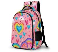 WECECE Mochila Escolar Arcoíris Pattern Niños, Mochila Colorful Corazón para Niño De 6 a 12 Años, Mochilas para 1º a 5º Grado De La Escuela
