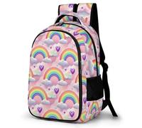 WECECE Mochila Escolar Arcoíris Pink Niño Adolescente Ligera, Mochila con Colorful para 7 a 11 Años, Mochilas Escolares para Viagem & Senderismo
