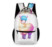 WECECE Mochila Escolar Bonito Alpaca Niños 4-6 Curso Mochila Colegio Motivo Animal Llama Niñas 7-13 Años School Bag Ligera Resistente Cuadernos Botella Paraguas Outdoor Tiempo Libre