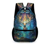 WECECE Mochila Escolar Bonito Ciervo Motivo Chico Chica 12 Años Bolsa Escolar Animal Reno 1º ESO Estudiantes Mochila para Libros 43x32x15 cm para Tiempo Libre