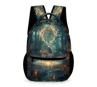 WECECE Mochila Escolar Bonito Ciervo Niño Niña 10 Años Mochila Animal Reno Curso 5 Escolares Bolsa Escolar Moderna 43x32x15 cm para Primaria Salida Libros y Cuadernos