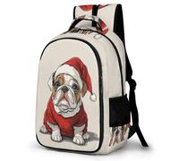 WECECE Mochila Escolar Bulldog Perro Chico 15 Años Mochila Secundaria Navidad Tema Cachorro Chica Instituto School Bag Resistente Duradera Moderna Senderismo Viaje Regalo Diario