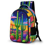 WECECE Mochila Escolar Cactus Niño Adolescente Ligera, Mochila con Plant Motif para 7 a 11 Años, Mochilas Escolares para Viagem & Senderismo