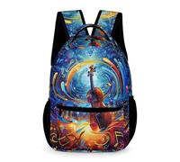 WECECE Mochila Escolar Cantante Música Aficionado Niño Niña 13 Años Bolsa Escolar Guitarra Motivo 2º ESO Escolares Mochila Moderna 43x32x15 cm para Excursión