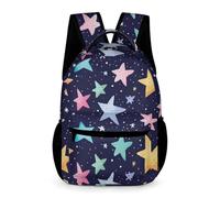 WECECE Mochila Escolar Cartoon Estrellas Escolares 10 Años Bolsa de Escuela Colorido Estrellas Curso 5 Niños Backpack Práctica 43x32x15 cm para Viaje Estudio