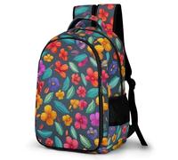 WECECE Mochila Escolar Colorful Flores Niño Niña, Mochila Tema de Plantas Colegio Grand Capacidad para Juveniles Chico 10 a 13 Años, Mochilas para Portátil