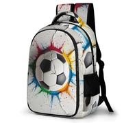WECECE Mochila Escolar Colorido Fútbol Adolescente para Chicos Chicas, Mochila Casual 5º a 9º Grado con Fútbol, School Bas para Escuela Outdoor Viaje