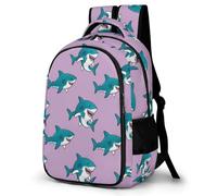 WECECE Mochila Escolar Cute Sharks Infantil Niña, Mochilas Marine Creature Primaria Escolares Transpirable para Niños De 8 10 12 Años, Kawaii Mochila Chicas Colegio