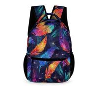WECECE Mochila Escolar De Impresión de Plumas 16 Pulgadas Para Niños Y Niñas, Mochila Colorido Deportiva Casual, Mochilas De Día Para Primaria
