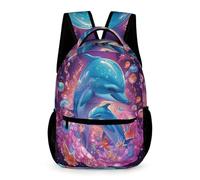 WECECE Mochila Escolar Delfín Niño Niña 12 Años Mochila Vida Marina 1º ESO Estudiantes Bolsa Escolar Ligera 43x32x15 cm para Secundaria Actividades Diarias Libros y Cuadernos