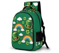 WECECE Mochila Escolar Día de San Patricio Niños, Mochila Hojas de Trébol para Niño De 6 a 12 Años, Mochilas para 1º a 5º Grado De La Escuela
