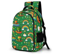 WECECE Mochila Escolar Día de San Patricio Niños - Mochila Primaria y ESO para Chicas 7-13 Años, Mochilas Escolares Clover Arcoíris Ligero para Colegio