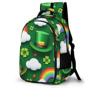 WECECE Mochila Escolar Día de San Patricio Theme Adolescente para Chicos Chicas, Mochila Casual 5º a 9º Grado con Arcoíris, School Bas para Escuela Outdoor Viaje