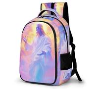 WECECE Mochila Escolar Diseño de Jesús Cristiano Estudiantes 10 Años Mochila Infantil Estampado de Jesús Niño Colegio Daypack Moderna Resistente Duradera Actividades Escolares Viaje