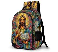 WECECE Mochila Escolar Diseño de Jesús Cristiano Estudiantes 10 Años Mochila Infantil Estampado de Jesús Niño Colegio Daypack Moderna Resistente Duradera Actividades Escolares Viaje