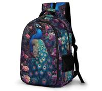 WECECE Mochila Escolar Diseño de Pavo Real Chicas 12 Años Mochila Animal Chico Secundaria Bookbag Grande Impermeable Ligera Vuelta al Cole Actividades Escolares Regalo Diario